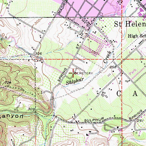 Topographic Map of Saint Helena Public Cemetery, CA