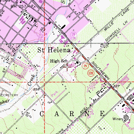 Topographic Map of Saint Helena High School, CA