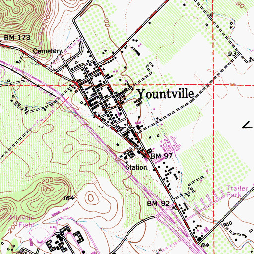 Topographic Map of Yountville Elementary School, CA