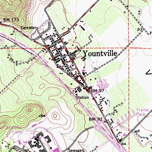 Topographic Map of Yountville Town Hall, CA
