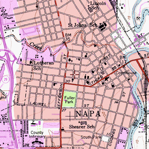 Topographic Map of Napa Fire Department Station 1, CA