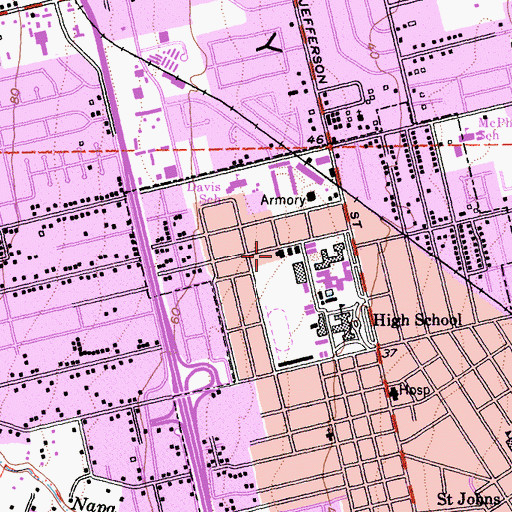 Topographic Map of Napa Fire Department Station 2, CA