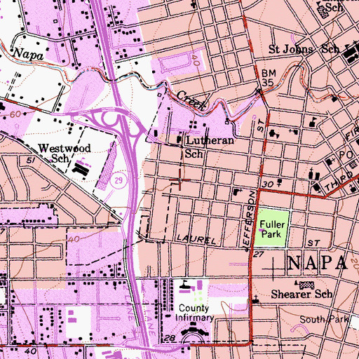 Topographic Map of First Church of Christ Scientist, CA