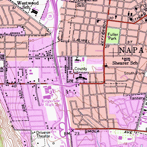 Topographic Map of Napa County Health Department, CA