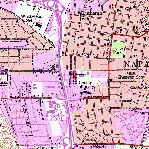 Topographic Map of Seventh Day Adventist School, CA