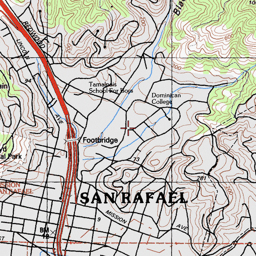 Topographic Map of Angelic Hall, CA