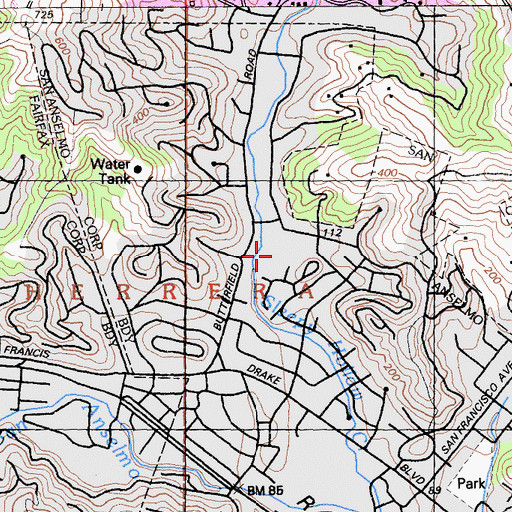 Topographic Map of Brookside Elementary School, CA