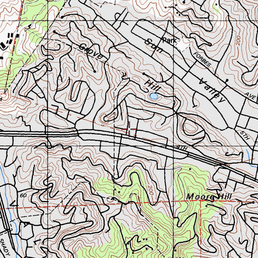 Topographic Map of Church of Christ, CA