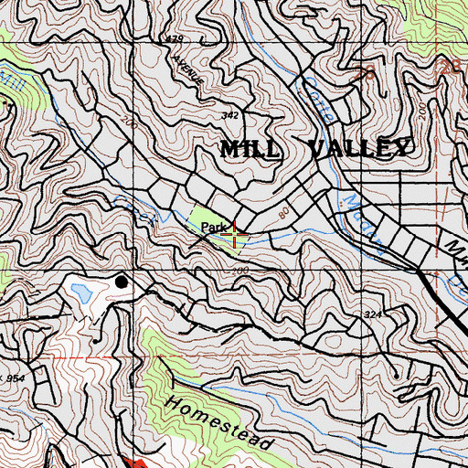 Topographic Map of Federated Community Church of Mill Valley, CA