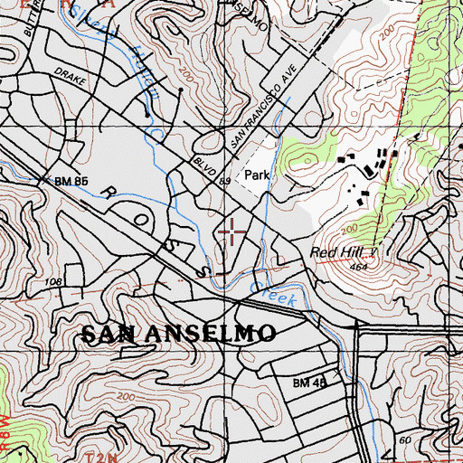 Topographic Map of First Baptist Church, CA