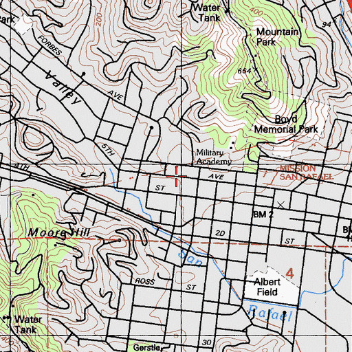 Topographic Map of First Presbyterian Church, CA
