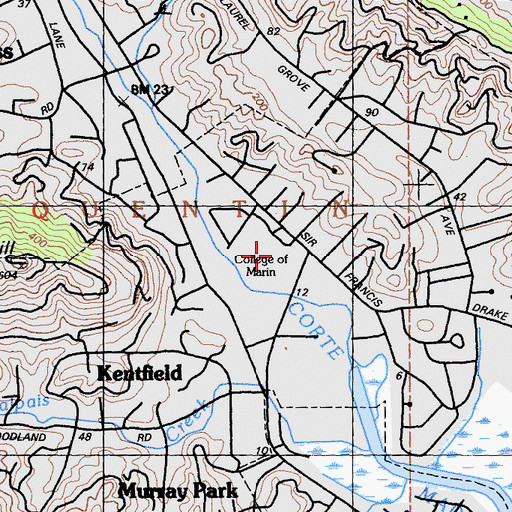 Topographic Map of Harlan Hall, CA