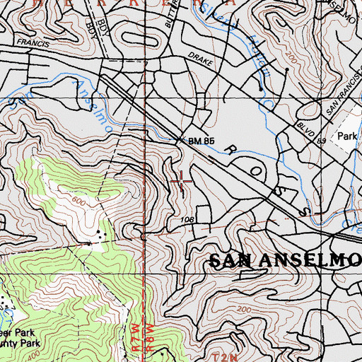 Topographic Map of Lansdale Public School, CA