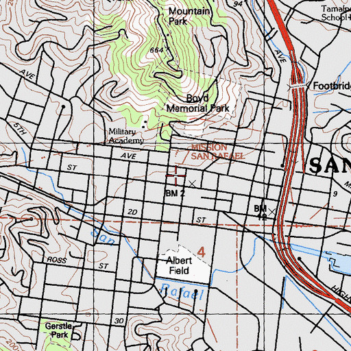 Topographic Map of Marin County Courthouse, CA