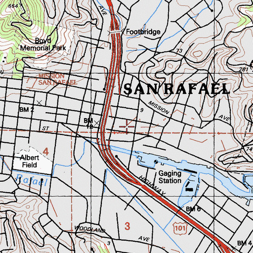 Topographic Map of Marin County Health Center, CA