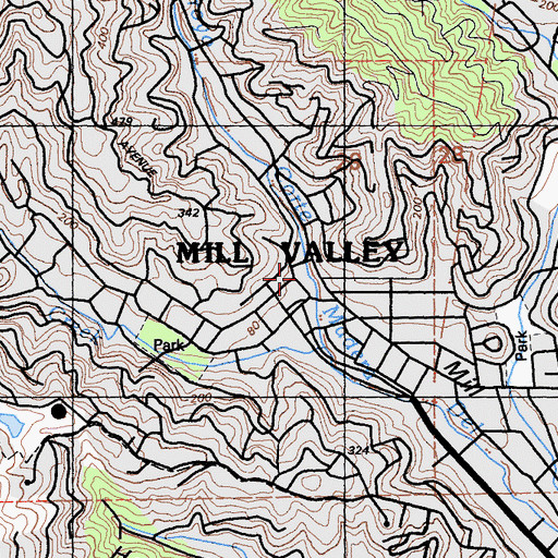 Topographic Map of Mill Valley City Hall, CA