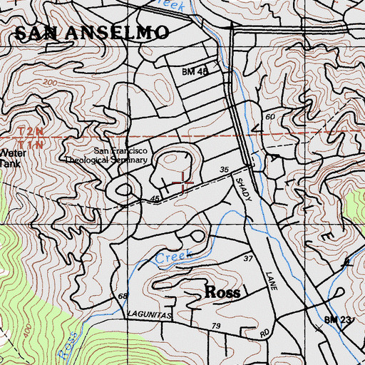Topographic Map of Montgomery Memorial Chapel, CA