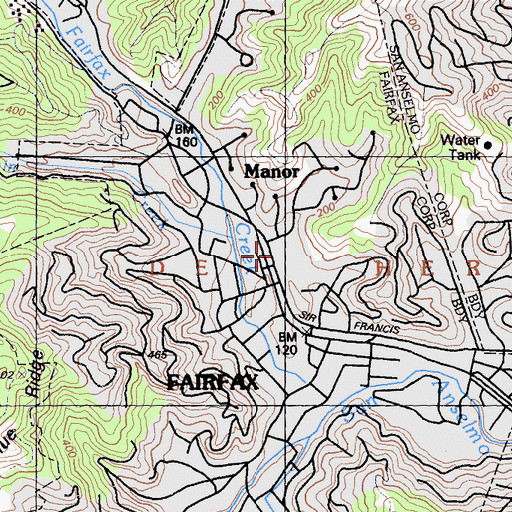 Topographic Map of Saint Ritas Meeting Hall, CA