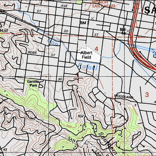 Topographic Map of Trinity Lutheran Church, CA