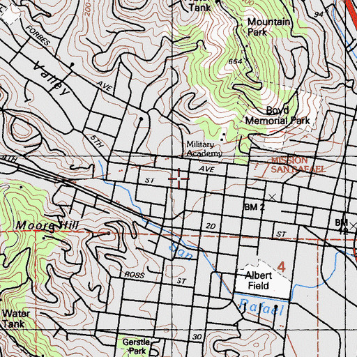 Topographic Map of Trinity Lutheran Church (historical), CA