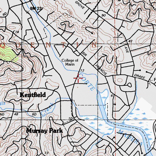 Topographic Map of Adaline E Kent Middle School, CA
