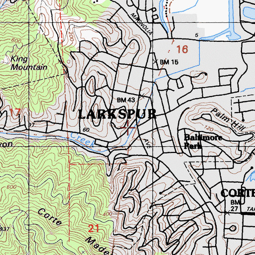 Topographic Map of Alexander-Acacia Bridge, CA