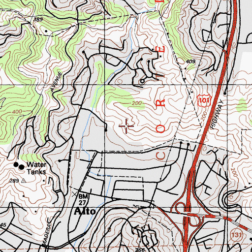 Topographic Map of Alto Bowl Preserve, CA