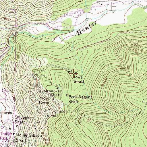 Topographic Map of Iowa Shaft, CO