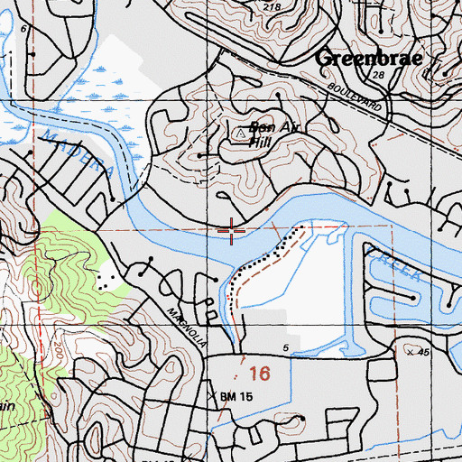 Topographic Map of Bon Air Landing Park, CA