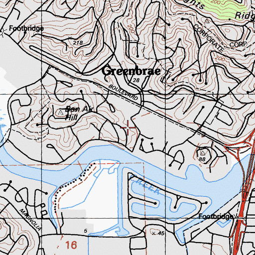 Topographic Map of Bon Air Shopping Center, CA