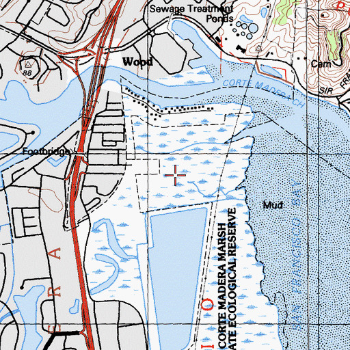 Topographic Map of Corte Madera State Ecological Reserve, CA