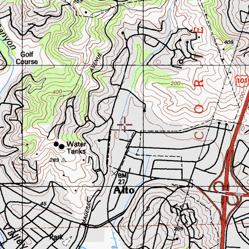 Topographic Map of Edna Maguire Elementary School, CA