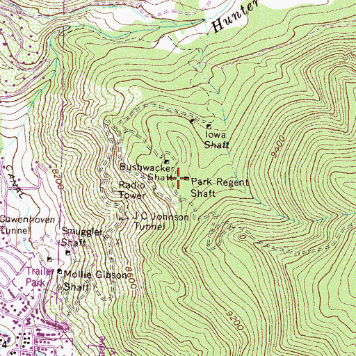 Topographic Map of Park Regent Shaft, CO