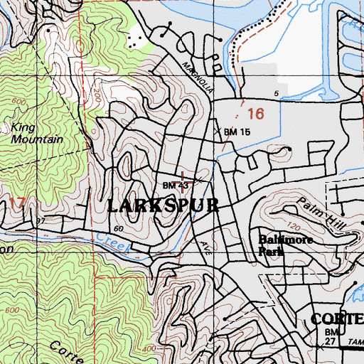 Topographic Map of Larkspur City Hall, CA