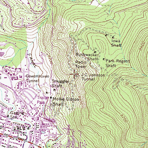 Topographic Map of J. C. Johnson Tunnel, CO