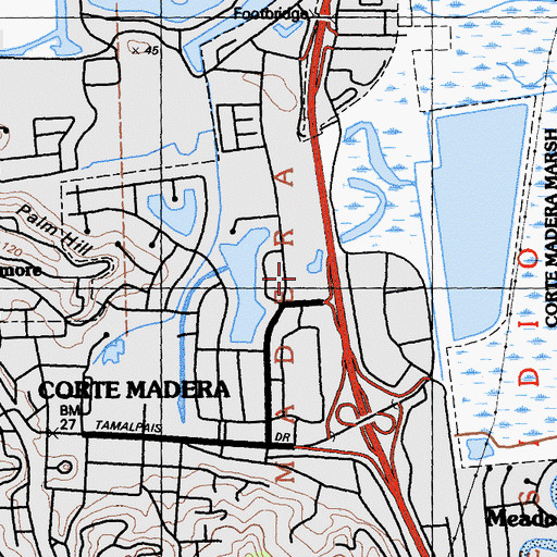 Topographic Map of Marin Co-Op Shopping Center, CA