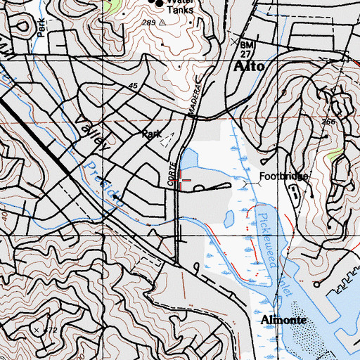 Topographic Map of Mill Valley Middle School, CA
