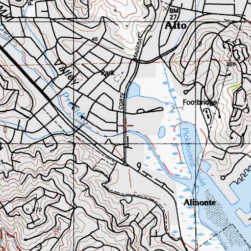 Topographic Map of Mill Valley Shopping Center, CA