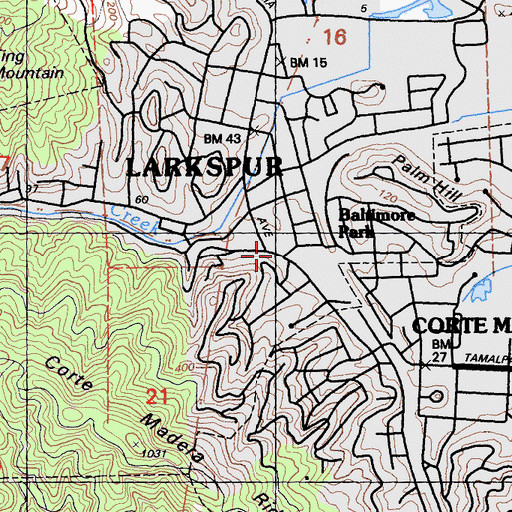 Topographic Map of Redwoods Presbyterian Church, CA