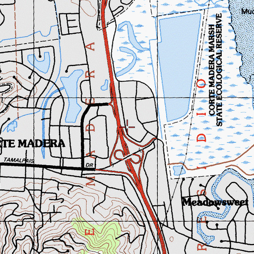 Topographic Map of The Village at Corte Madera Shopping Center, CA