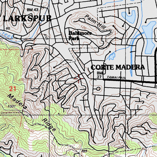 Topographic Map of Village Square Shopping Center, CA