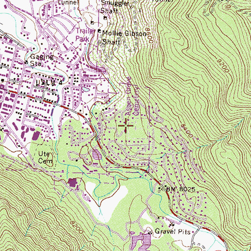 Topographic Map of Aspen Grove Cemetery, CO