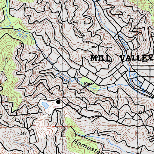 Topographic Map of Mill Valley Public Library, CA