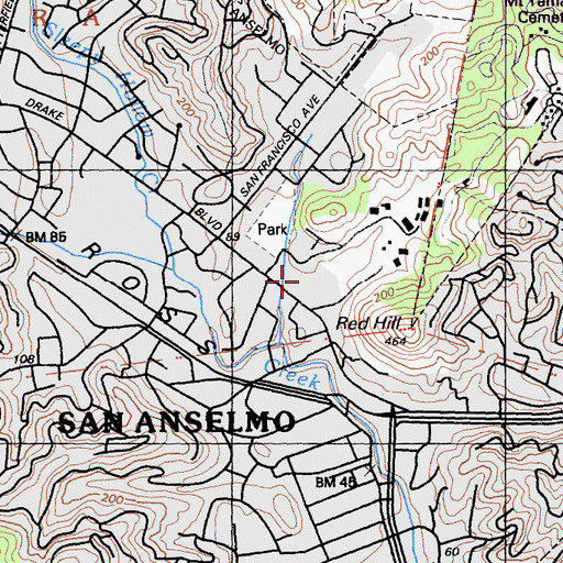 Topographic Map of Red Hill Shopping Center, CA