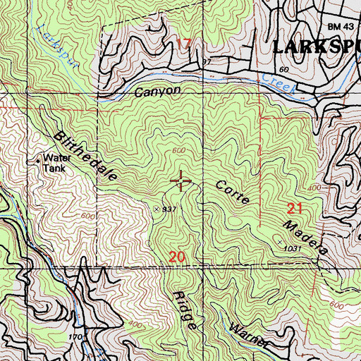 Topographic Map of Blithdale Summit Preserve, CA