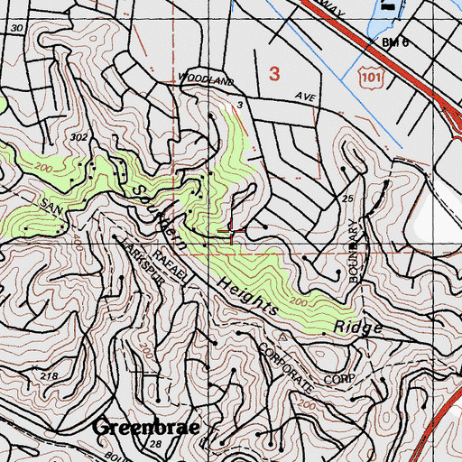 Topographic Map of Bret Harte Park, CA