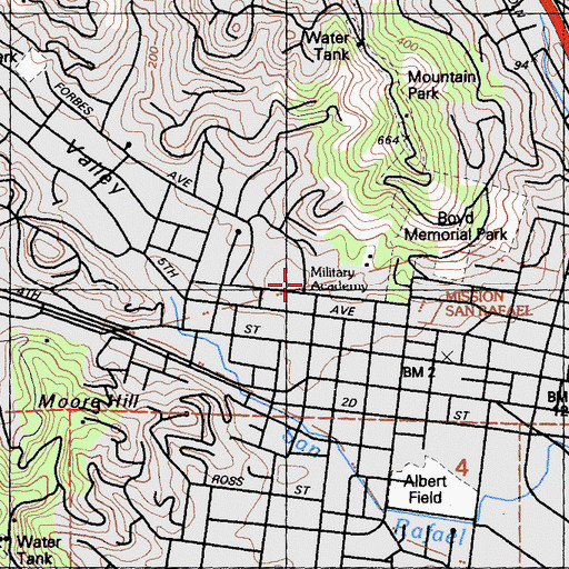 Topographic Map of Falkirk Community Center, CA