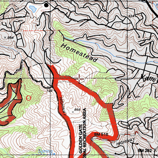 Topographic Map of Homestead Trail, CA
