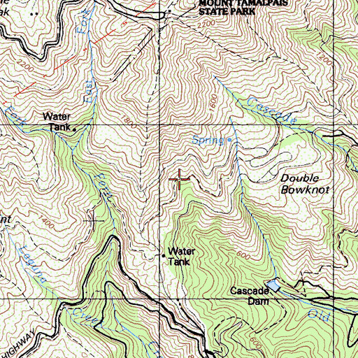 Topographic Map of Hoo-Koo-E-Koo Trail, CA