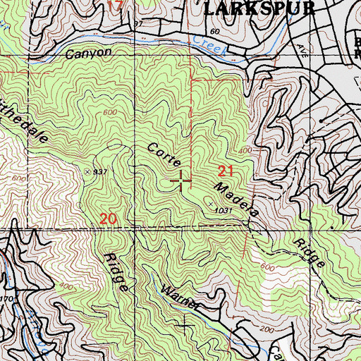 Topographic Map of Huckleberry Trail, CA